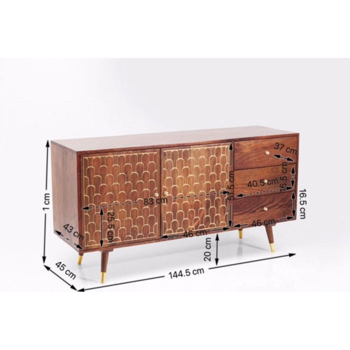 Kare Design Muskat Dressoir 2-Deurs|3-Laden - Mangohout