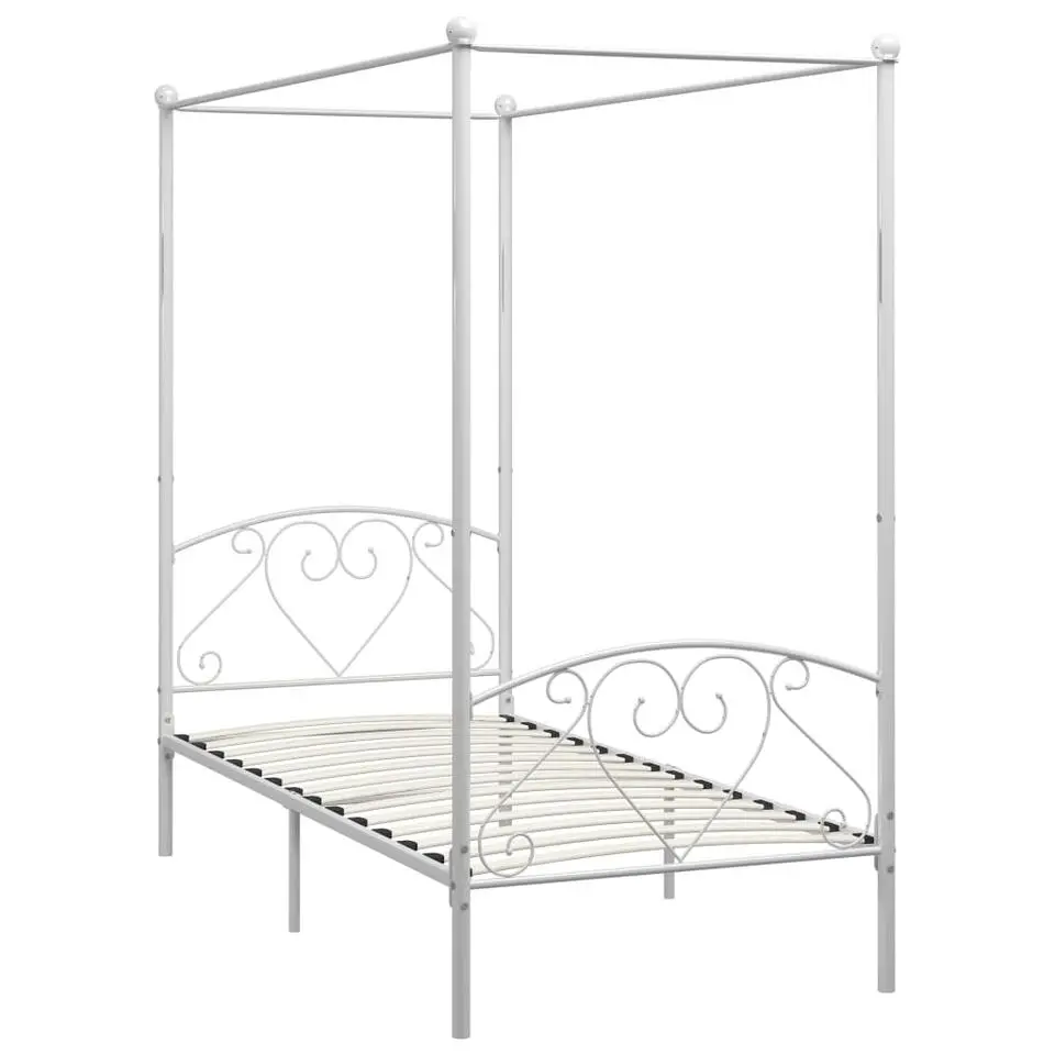 vidaXL - Hemelbed met hoofdbord - Wit - Metaal - 100x200 cm