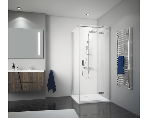 Draaideur voor zijwand Breuer Panorama, 80 cm, rechtsdraaiend, helder glas, chroom profiel.