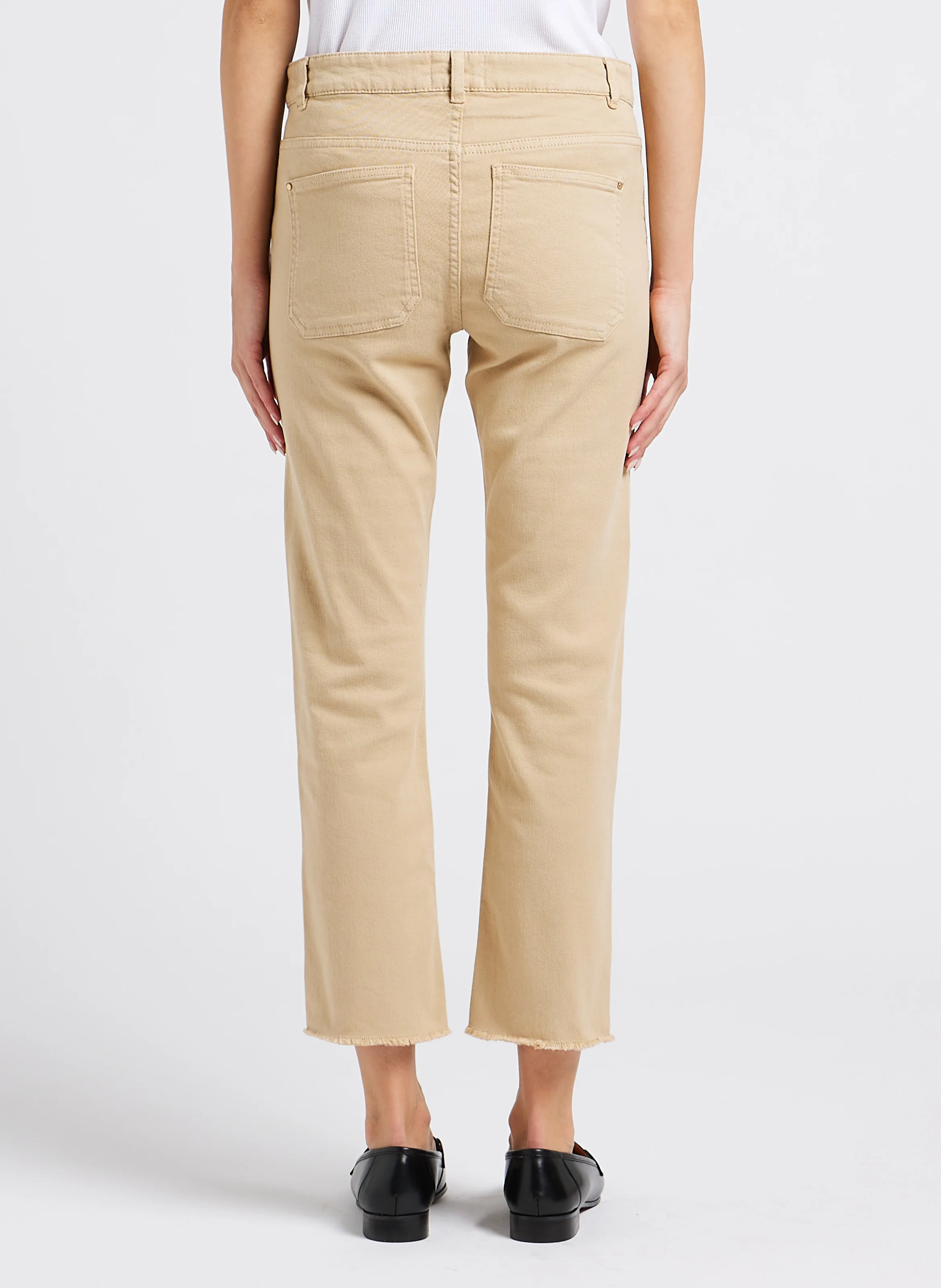 PATIENCE - Jean droit taille haute en coton mélangé | Beige