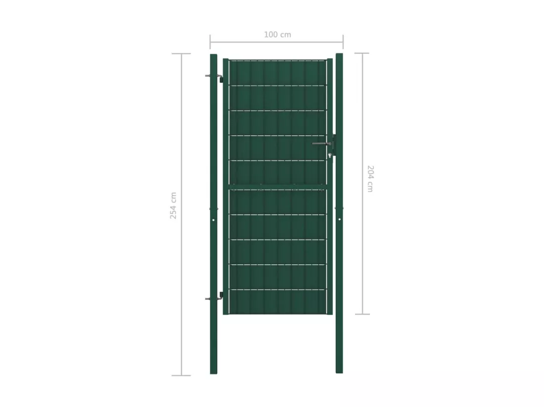 Portail de cl?ture PVC et acier 100x204 cm Vert