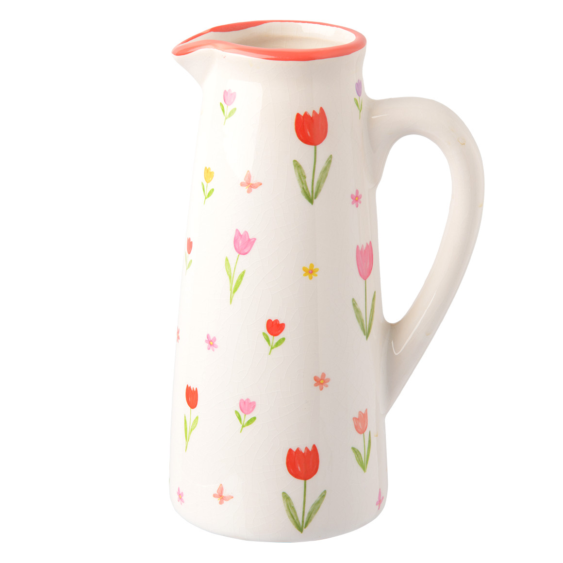 My Home Deko-Krug mit Tulpen-Motiv weiss