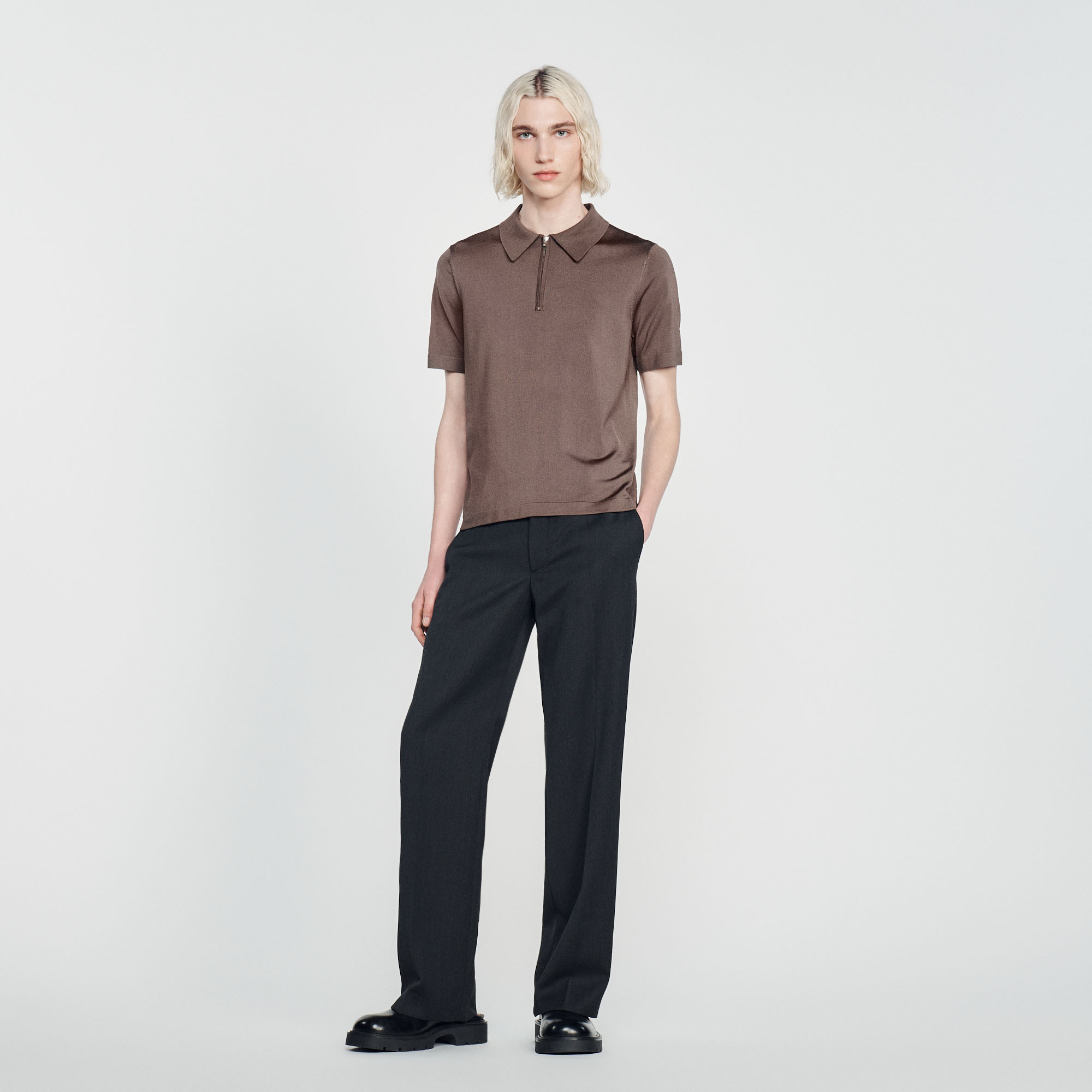 Polo en maille á col zippe