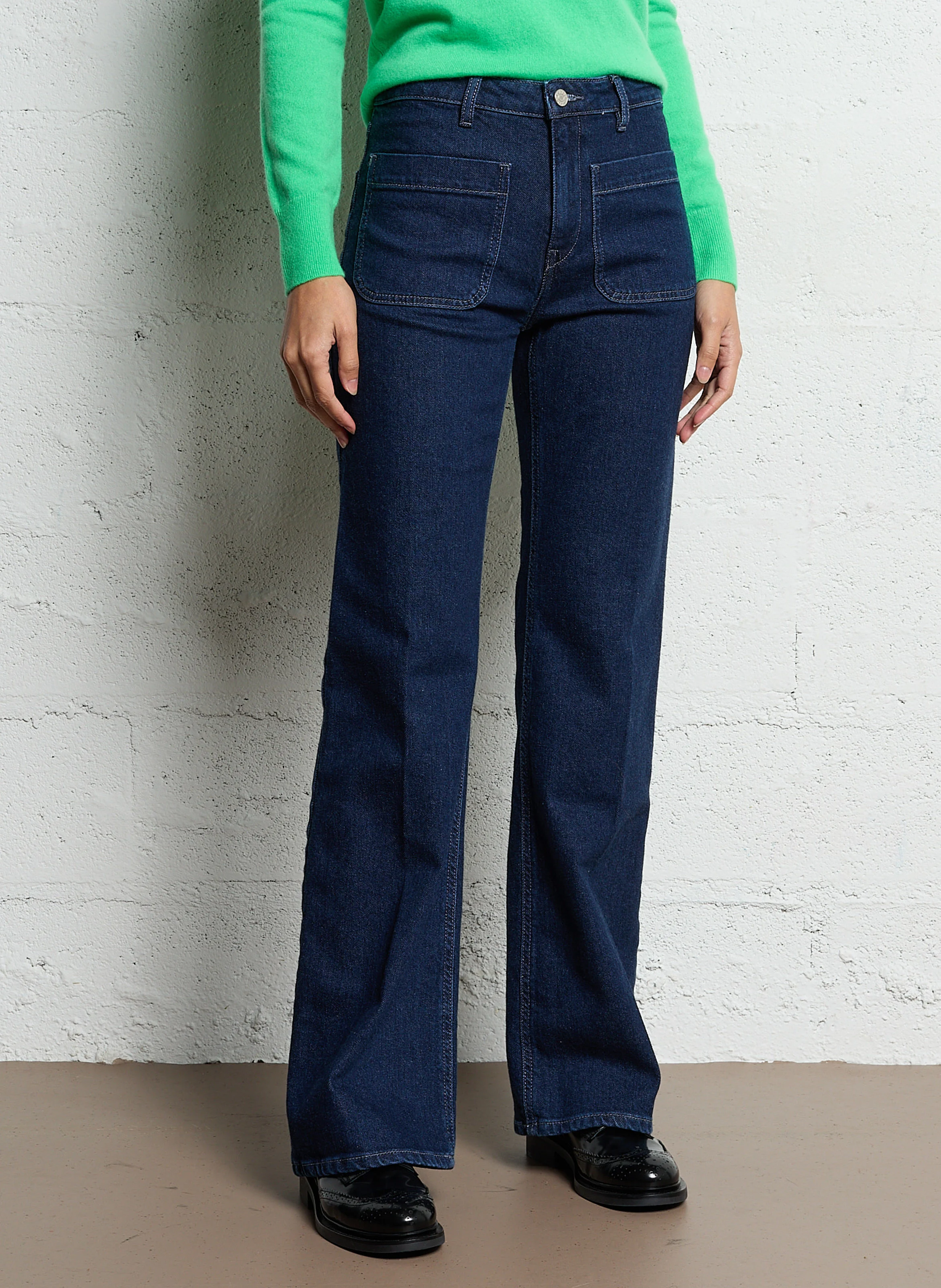 NINA - Jean bootcut en coton mélangé | Bleu