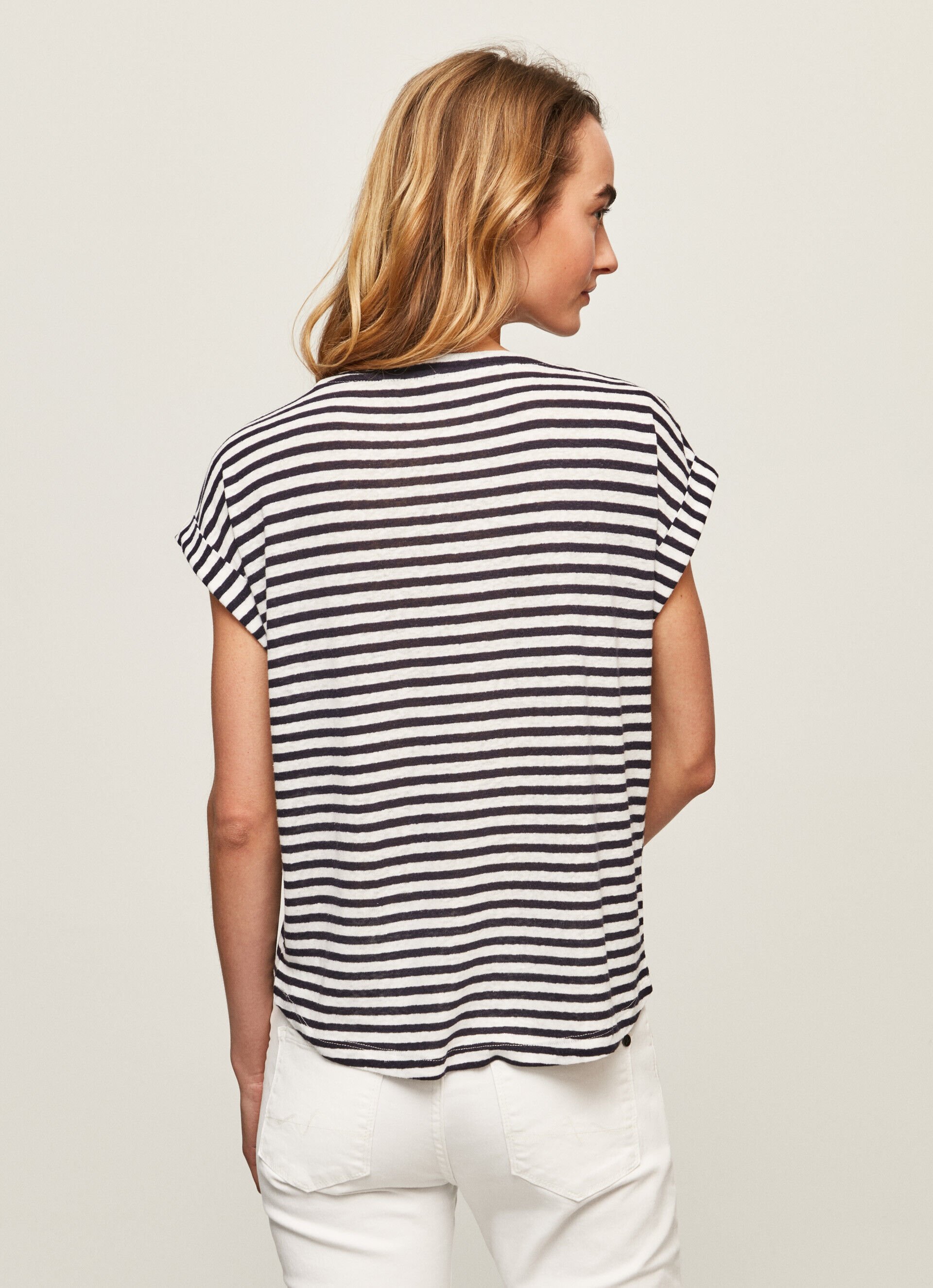 Camiseta com estampa de linho listrado - azul dulwich
