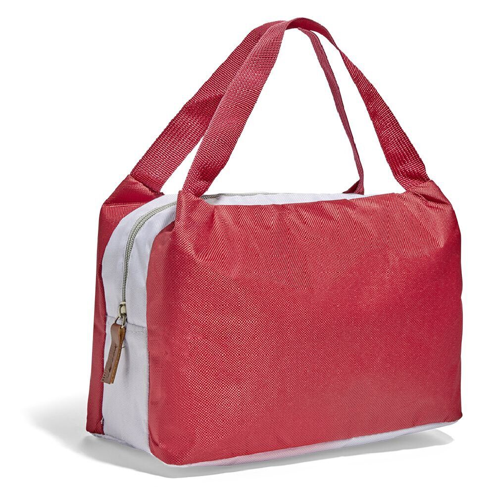 Lunch bag sac à repas isotherme rouge et beige - 25x14xH.16cm