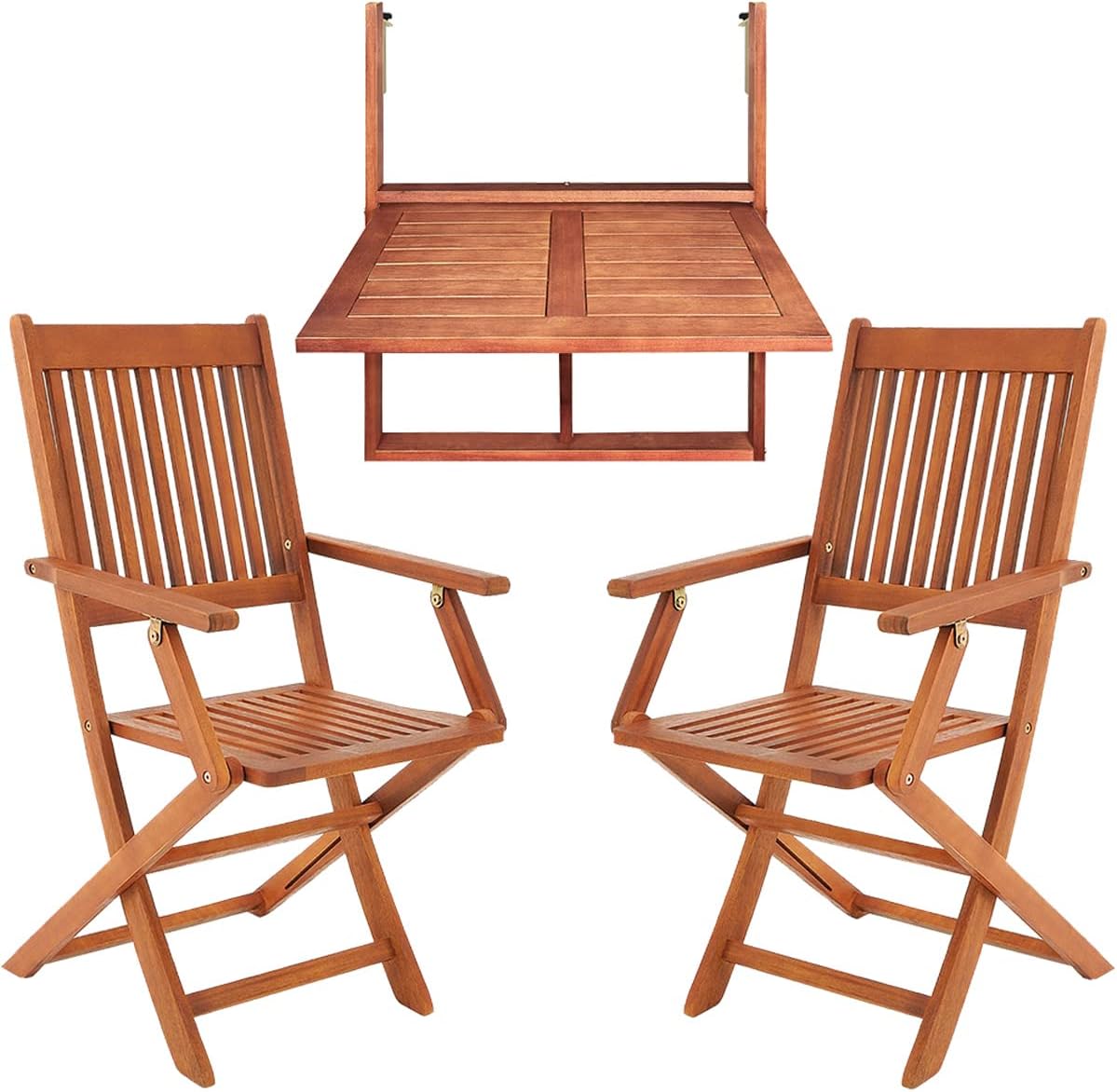 Casaria® Balkonmöbel Set 2 Personen Holz FSC®-Zertifiziert Wetterfest 3-TLG Klappbar 160kg Belastbarkeit Akazie Balkon Garten Möbel Terrassenmöbel