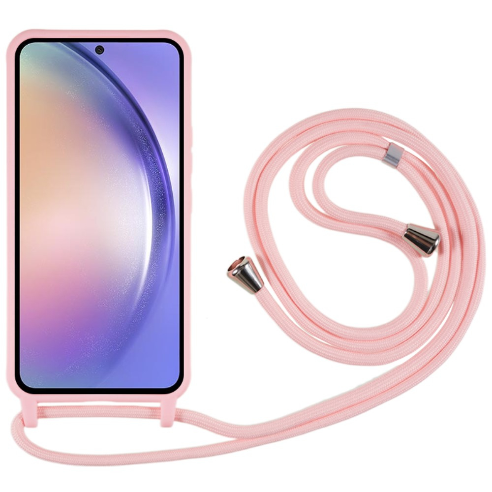 Samsung Galaxy A55 Necklace Gummi Case Hülle   Handykette (150cm) - Pink