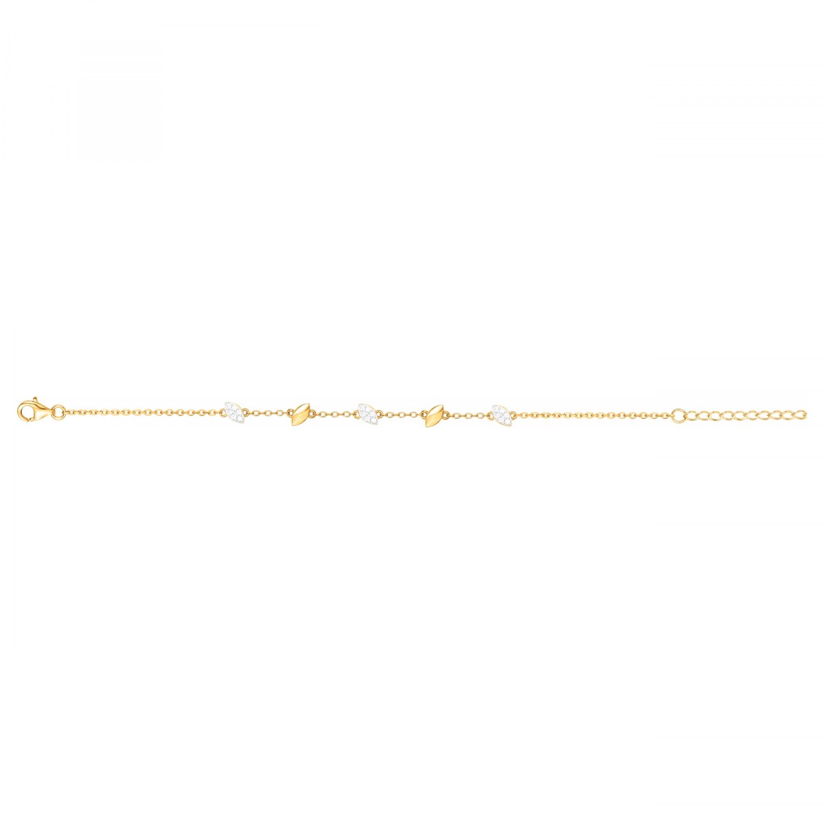 Bracelet souple en Plaqué Or avec oxyde de zirconium blanc