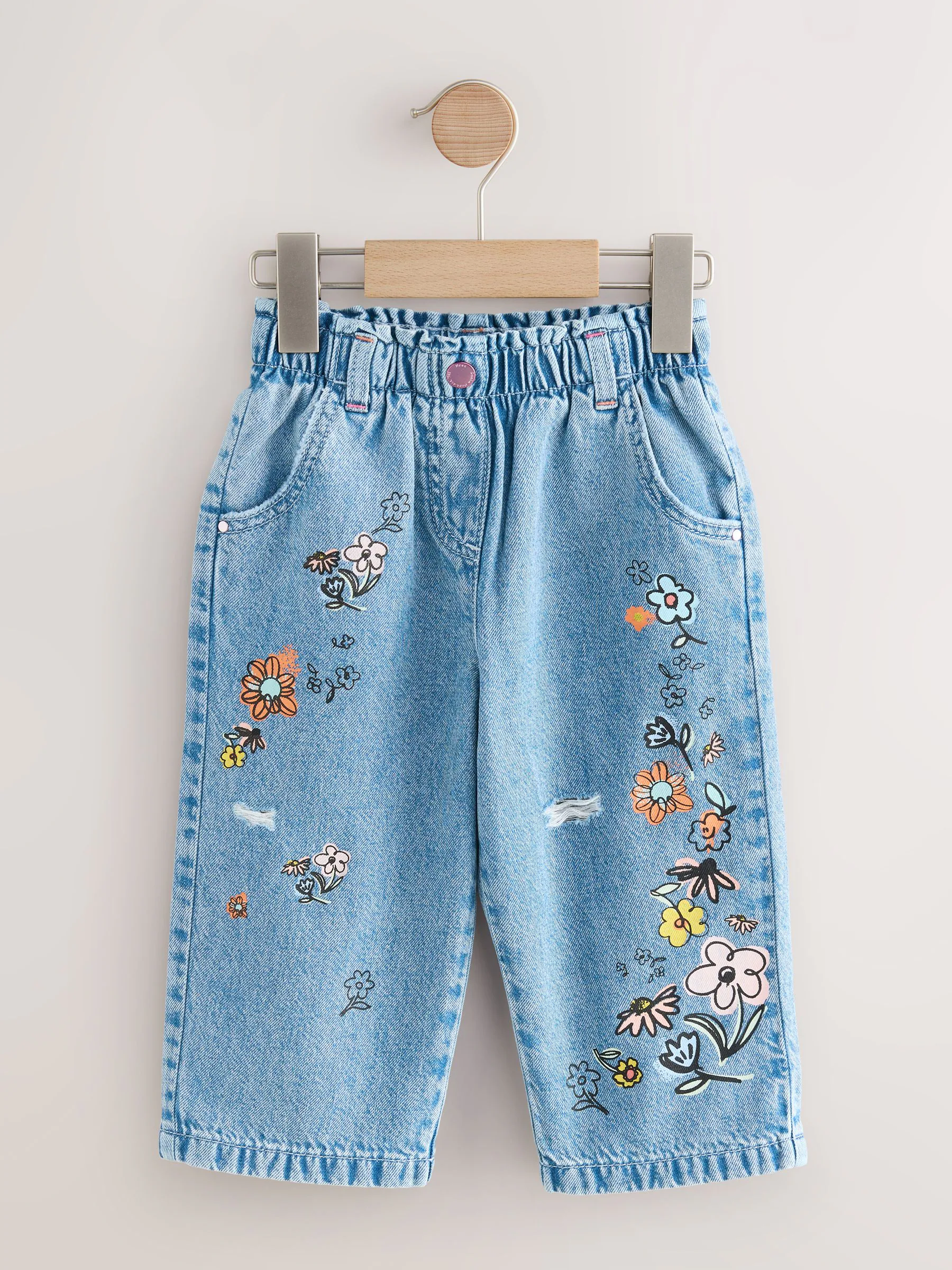 Denim - Jeans met bloemenprint (3mnd-7jr)