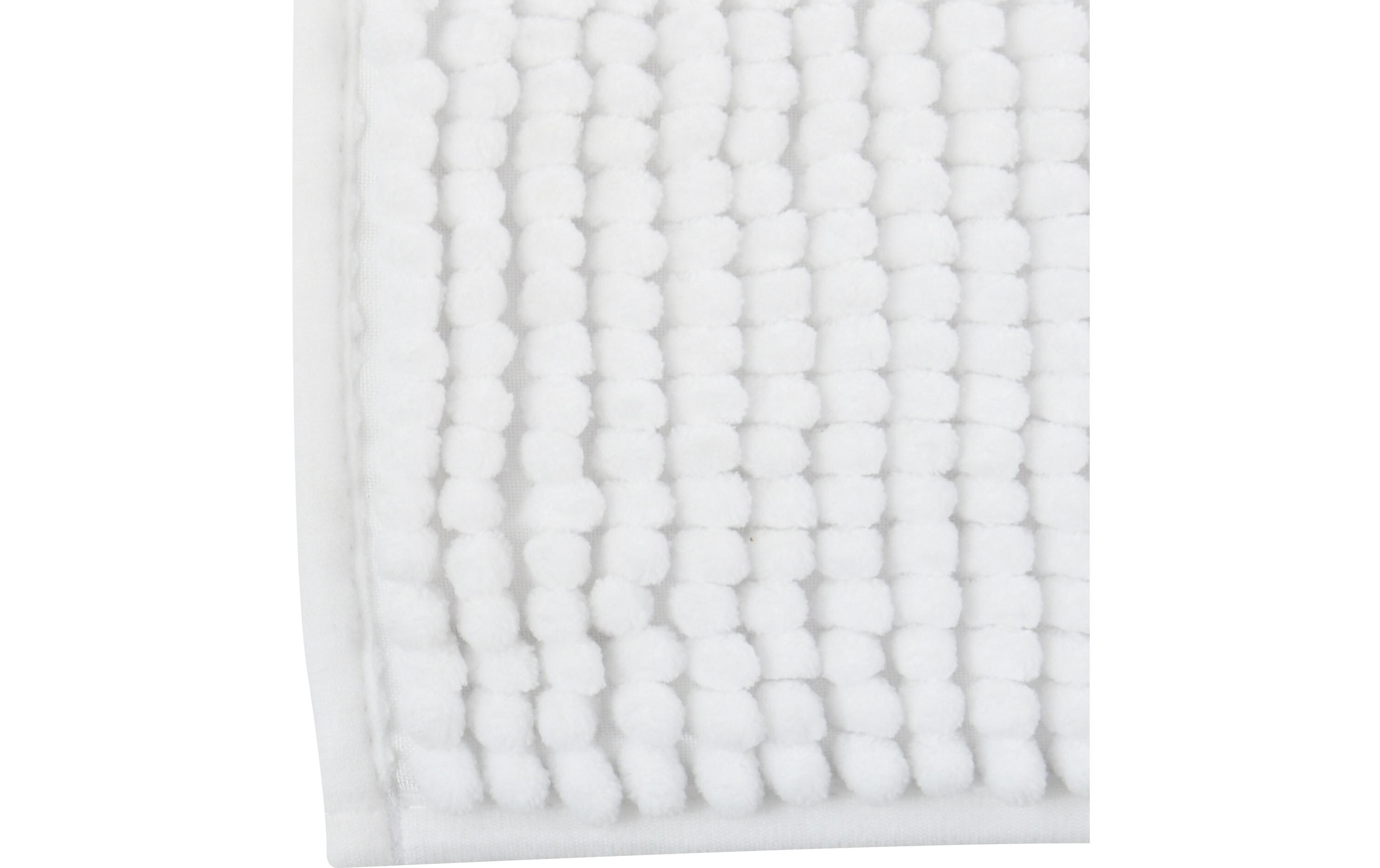 Badteppich Chenille 60 x 90 cm, WeissBadematte mit rutschfester Unterseite