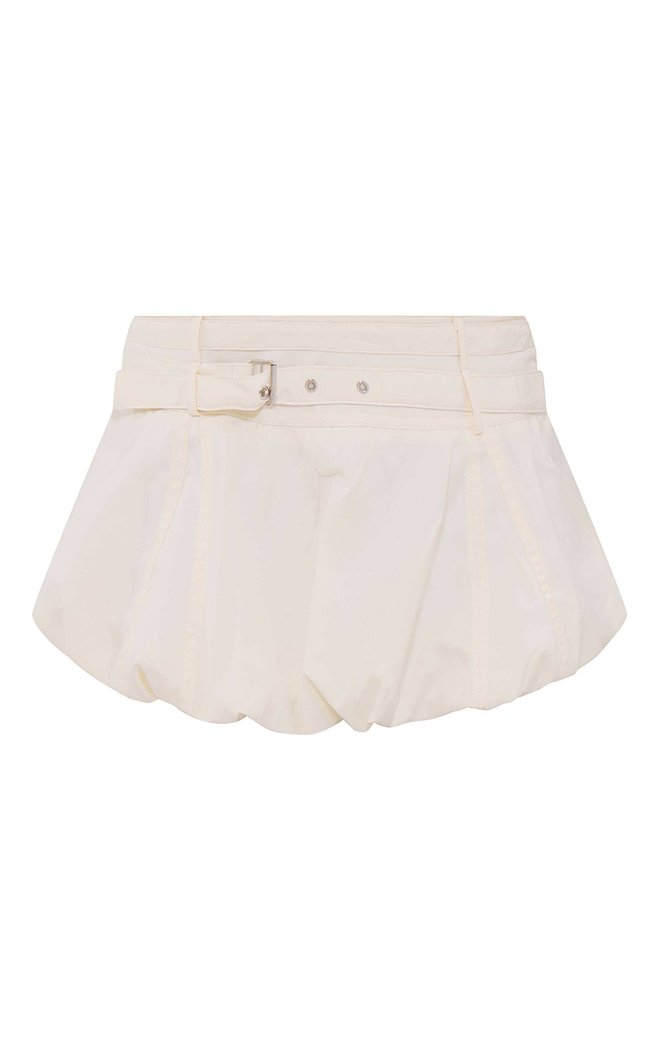 Crème Mini-jupe Bouffante À Double Ceinture