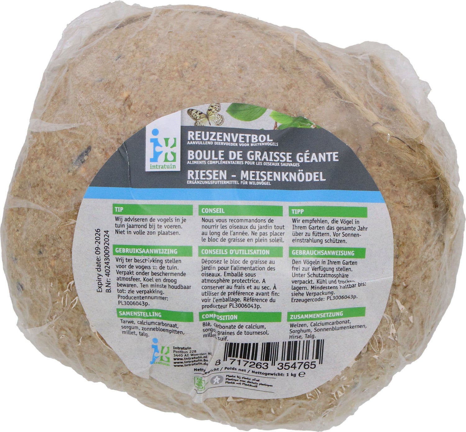Intratuin tuinvogelvoer reuzenvetbol 1 kg