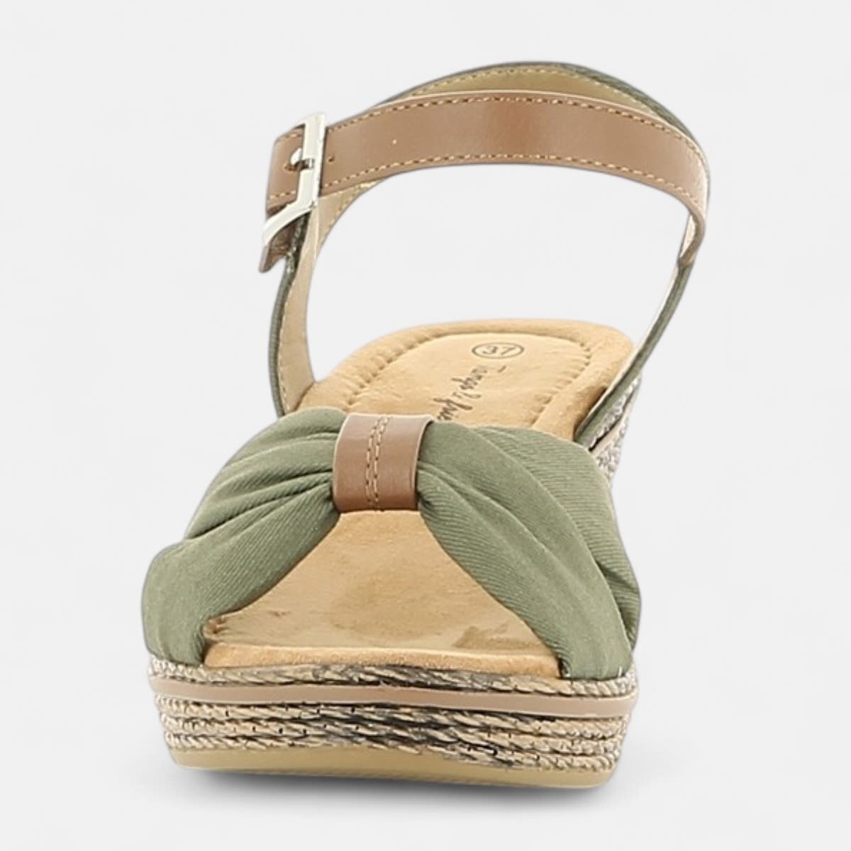 Sandales à talon compensé Femme kaki