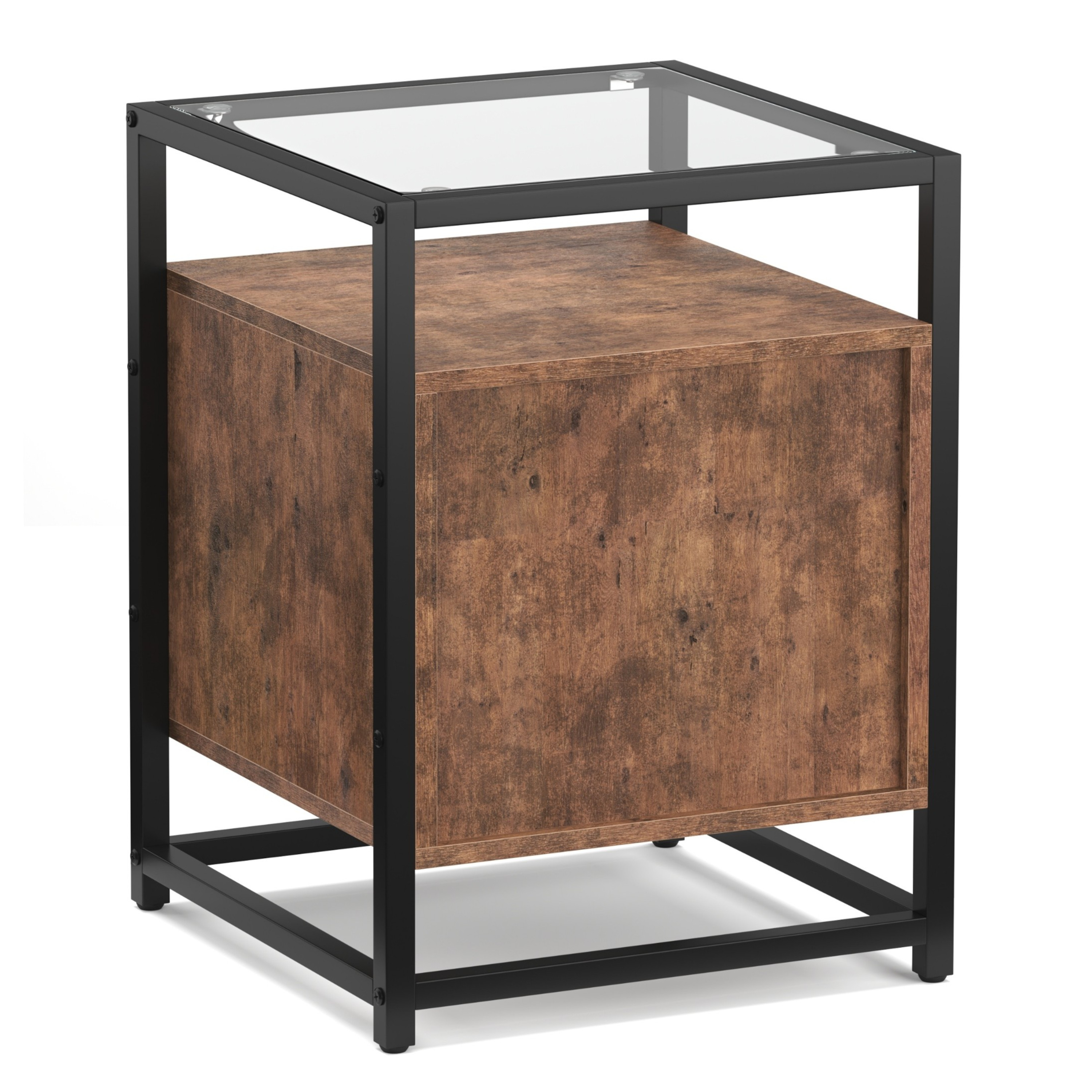 Nachttisch Vintage BONITA mit Glasplatte 40 x 60 cm