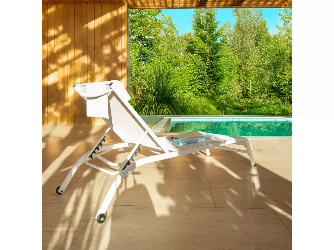 Now's Home - Lot De 2 Chaises Longues En Acier Inoxydable Blanc