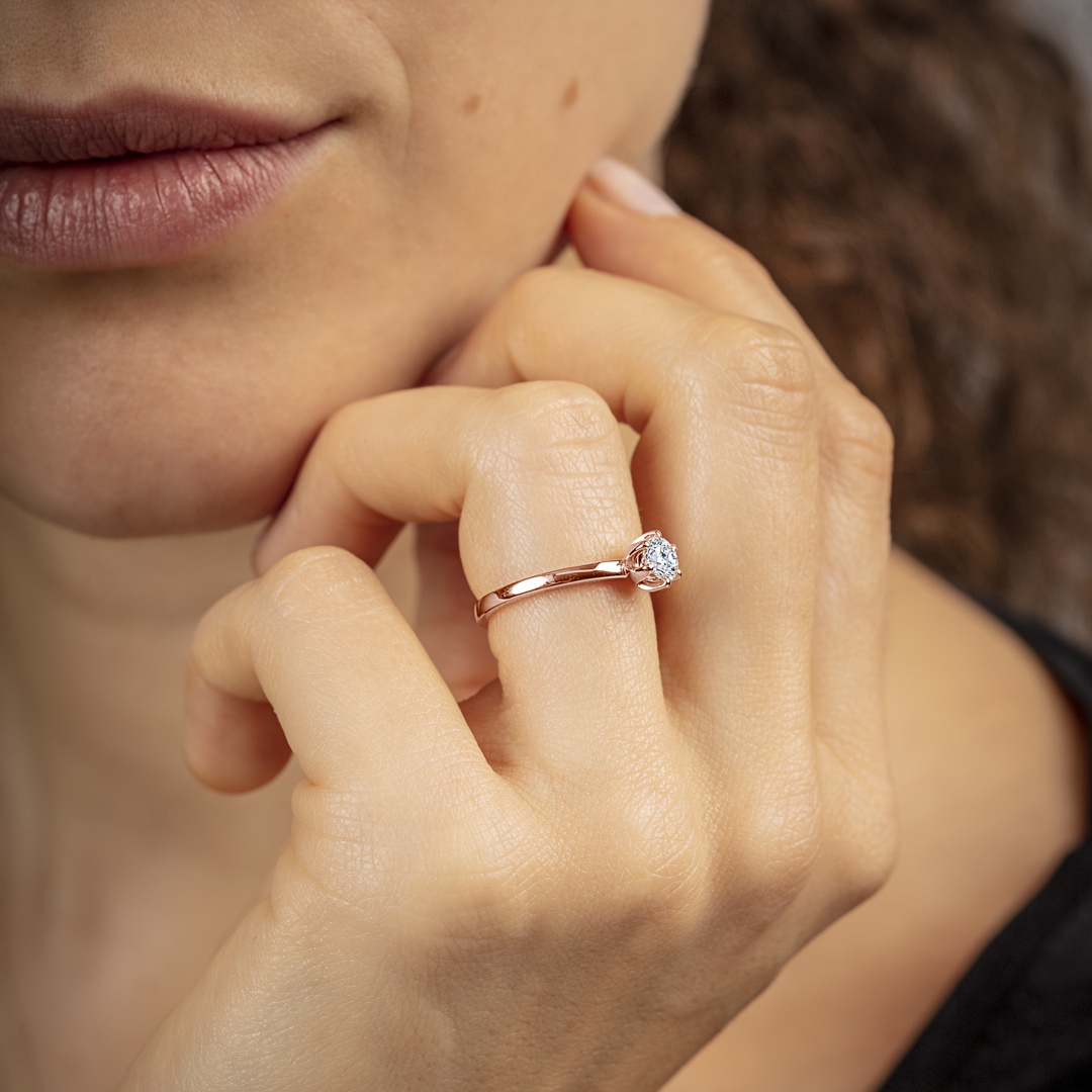 0.50 Karat GIA-Diamant Verlobungsring 750/18 K Roségold in 6-Griff