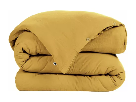 OUREA - Housse de Couette 240x220cm Gaze de Coton Safran