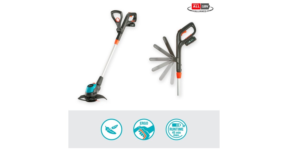GARDENAEasyCut 23/18V P4A set grastrimmer  (Grijs/turquoise, 14700-20, Accu inbegrepen)