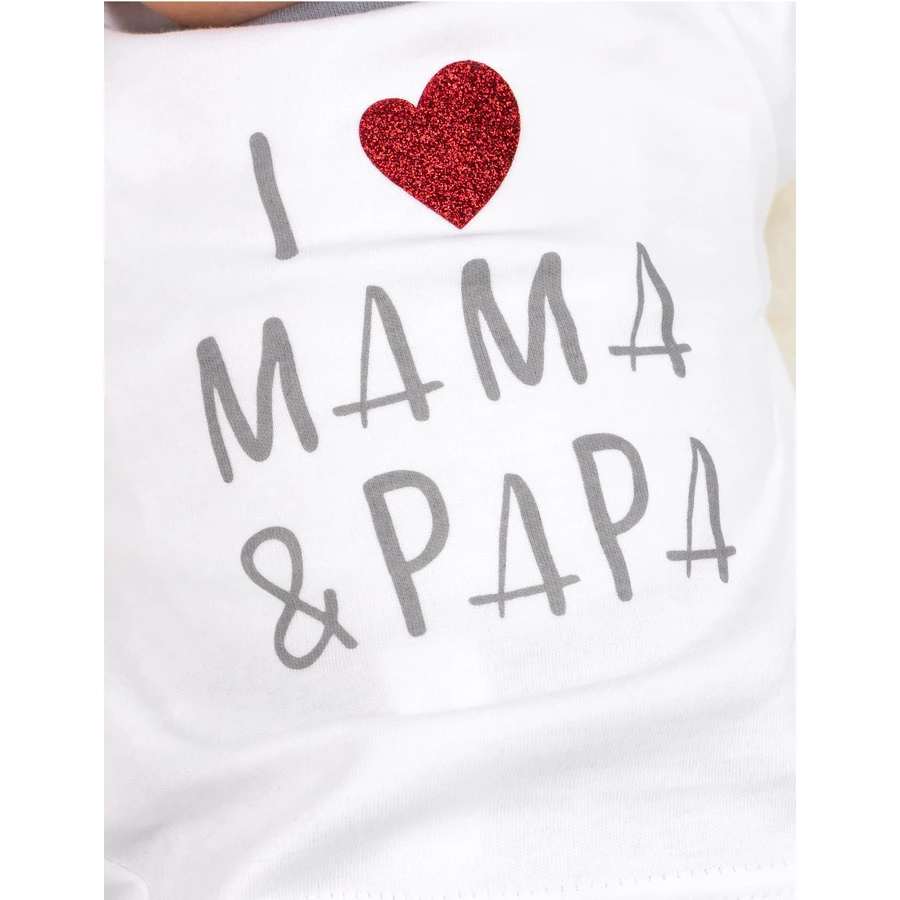 Baby Sweets 2tlg Set Shirt + Hose I love Mama & Papa weiß grau