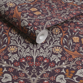 Vliesbehang William Morris at Home Blackthorn Paars (dessin 124249)