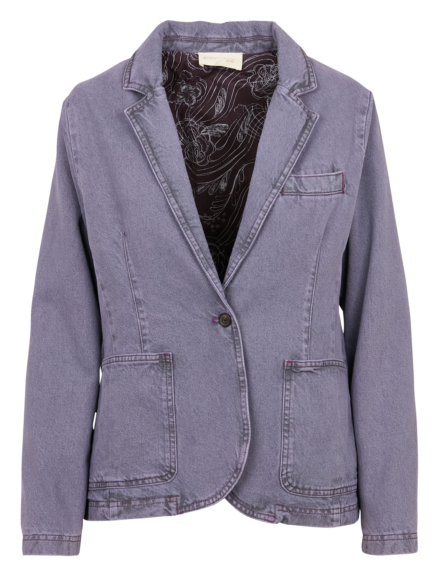 ANDREA - Veste col tailleur en denim en coton | Violet