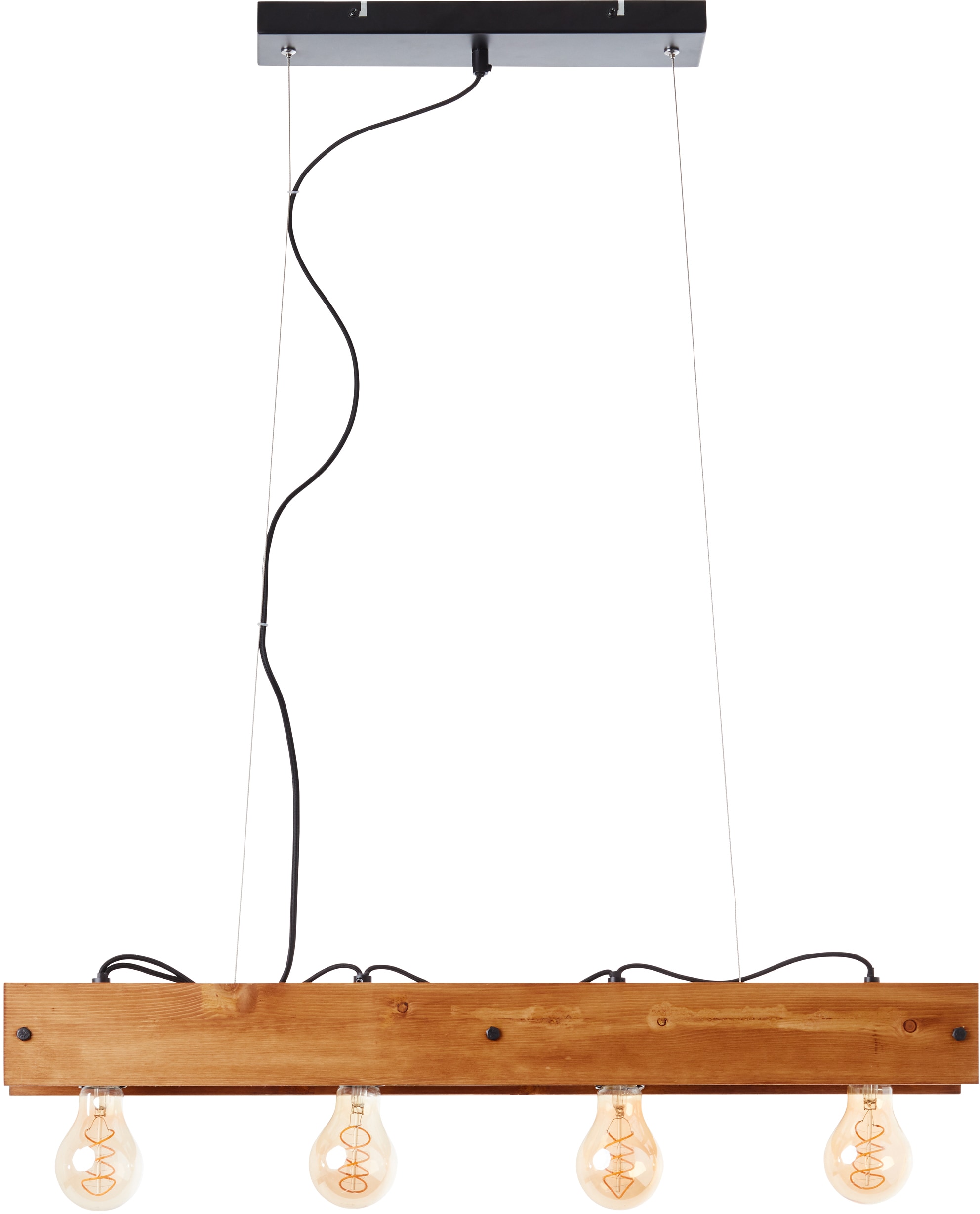 Brilliant Pendelleuchte »Calandra« E27 1 Stk. 150 cm Höhe, 75 cm Breite, 4 x E27, Metall/Holz, schwarz/holz