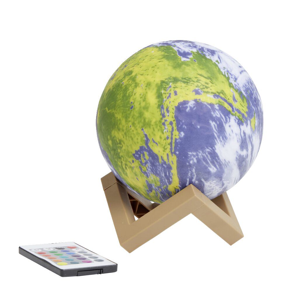 Lampe mappemonde socle bois et télécommande Ø15cm