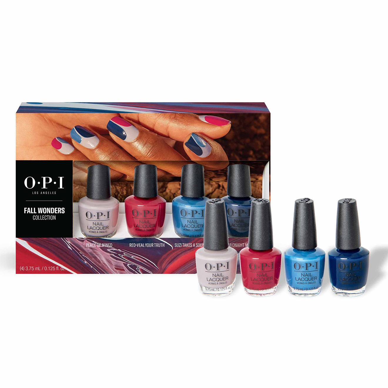 OPI 4 minis vernis Peace of Mined, Red-Veal You+21:43r Truth, Suzi Takes a Sound Bath, Midnight Mantra 4x3.75 ml