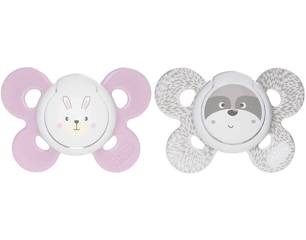 CHUPETA COMFORT CHICCO SILICONE ROSA 0-6 MESES 2 UNIDADES