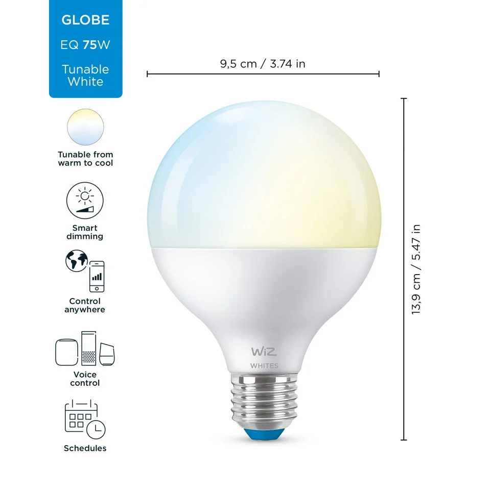WiZ - G95 Globe E27 Justerbar hvid