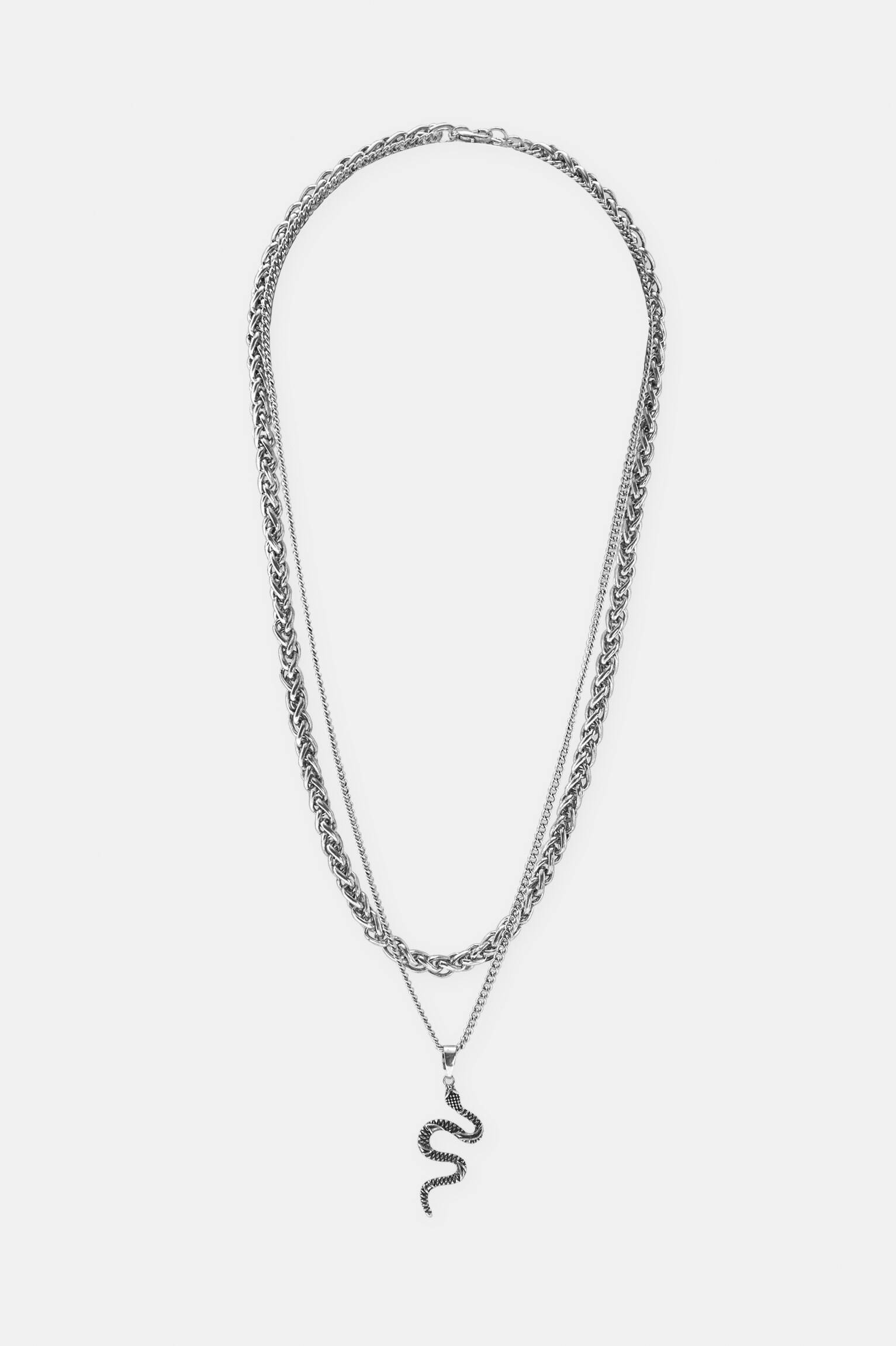 Conjunto de colares de cobra - prateado