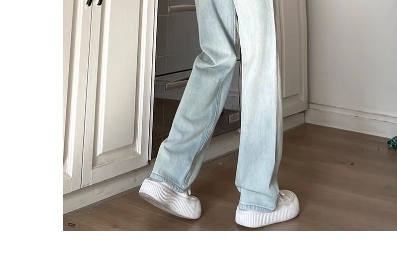 Okalpis - Hoge taille wijde jeans