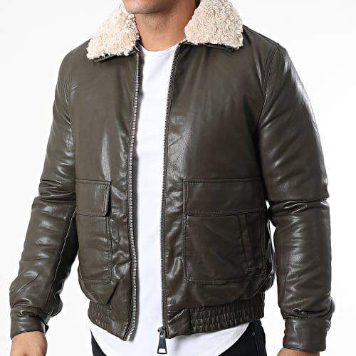 Veste Zippée Col Mouton Marron