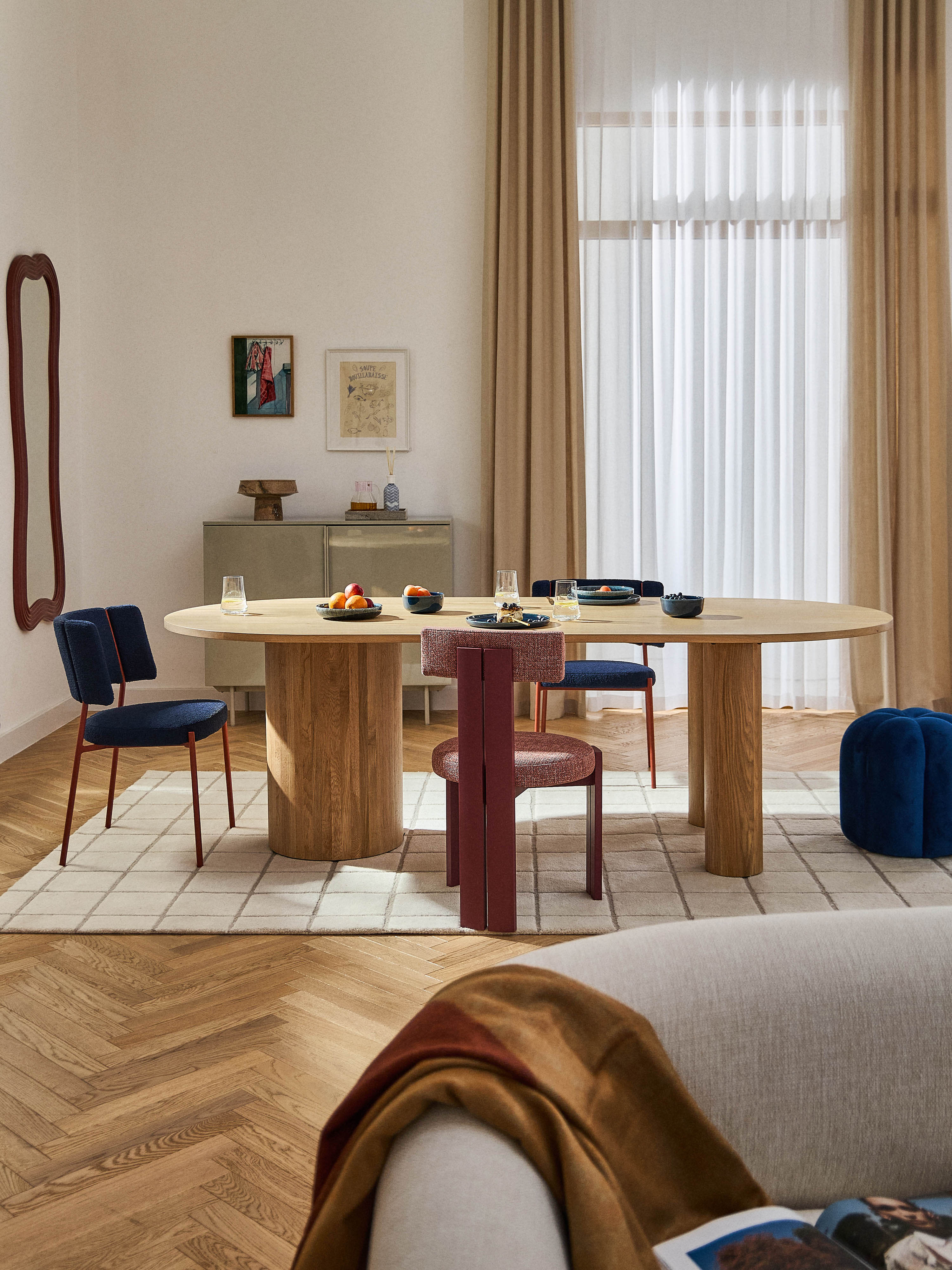 Ovale eettafel Dunia van eikenhout, in verschillende formaten