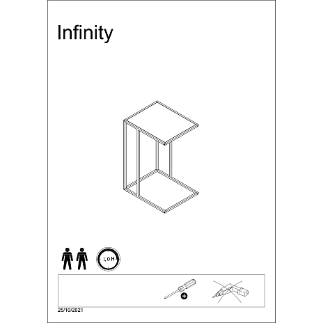 Infinity hjørnebord - sort marmorlook