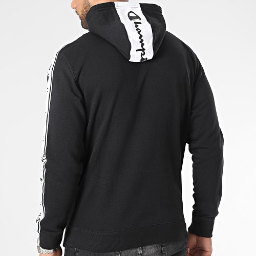 Sweat Capuche Col Zippé A Bandes 218473 Noir