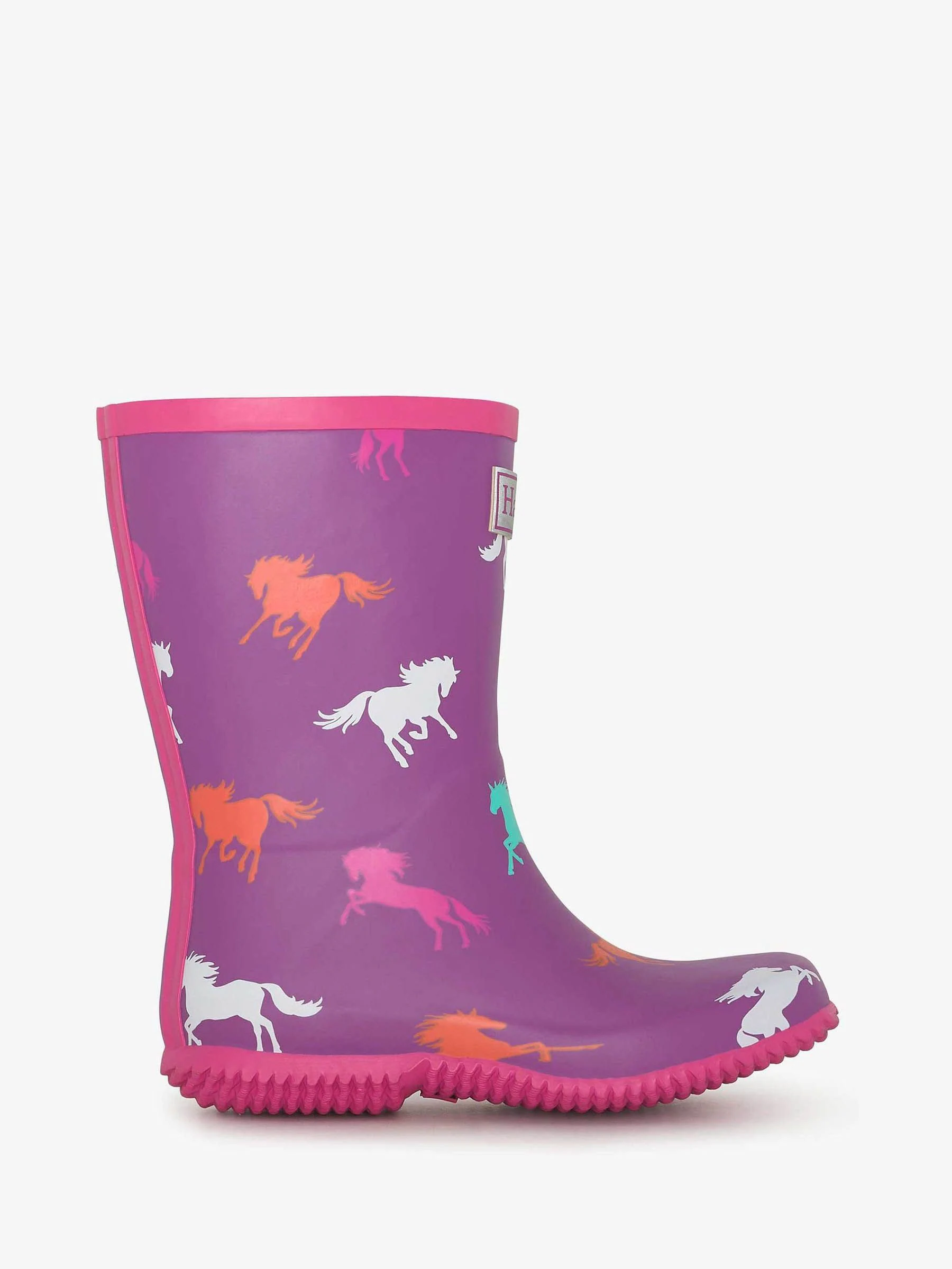 Hatley Purple Leaping Horses Packable Wellies