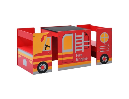 VIDAXL - Ensemble table et chaise enfant Jeu de table et chaises d'enfants 3 pcs camion de pompiers b...