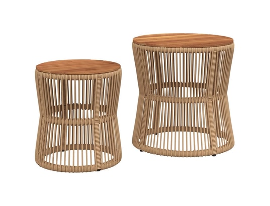 VIDAXL - Table d'appoint Tables d'appoint de jardin 2pcs dessus en bois beige poly ro...