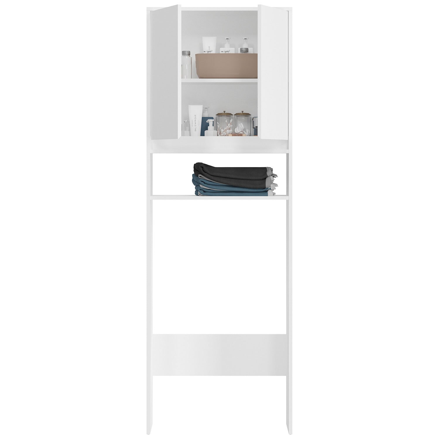 Waschmaschienenüberbau Torino weiß/grau B/H/T 65x190x25 cm