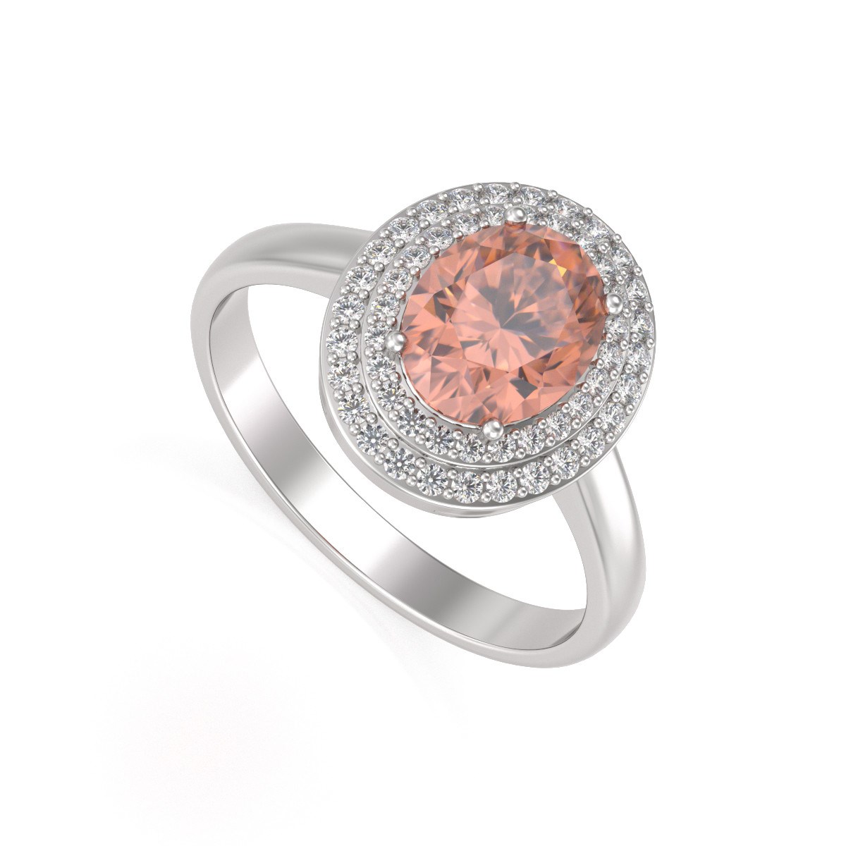 Bague en Or Blanc 585 Morganite et Diamants | Finesse et Somptuosité | Aden