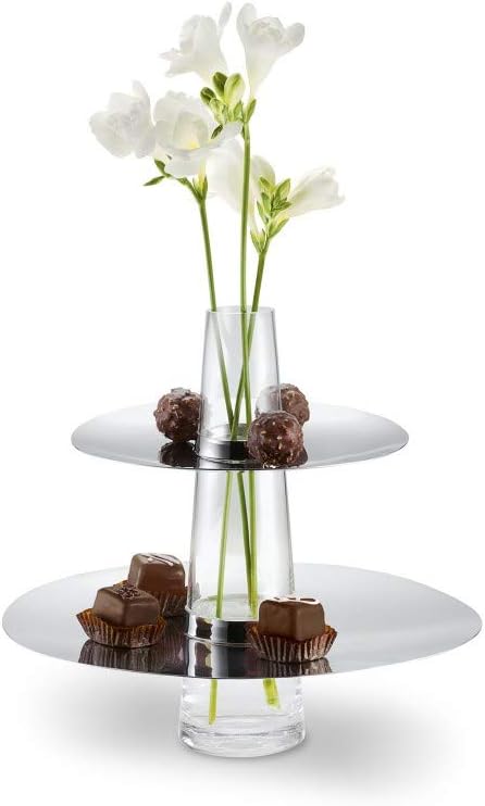 PHILIPPI - Fontaine Etagere und Vase - für Kuchen, Obst, Kekse, Chips oder Snacks, aus Glas und Edelstahl