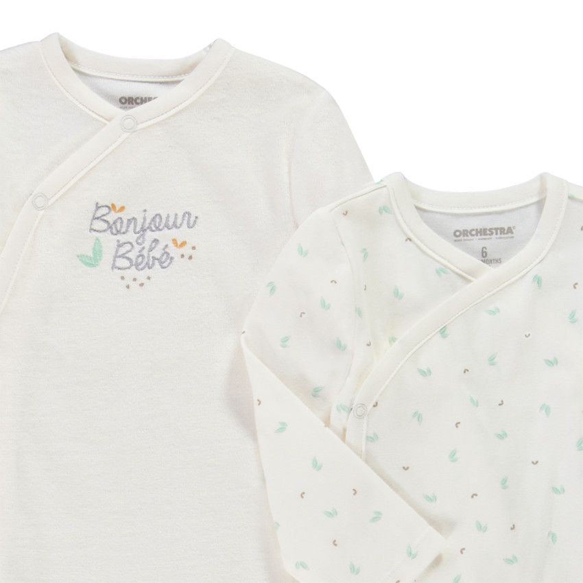 Set naissance 3 pièces Bonjour Bébé neutre pour bébé - Ecru
