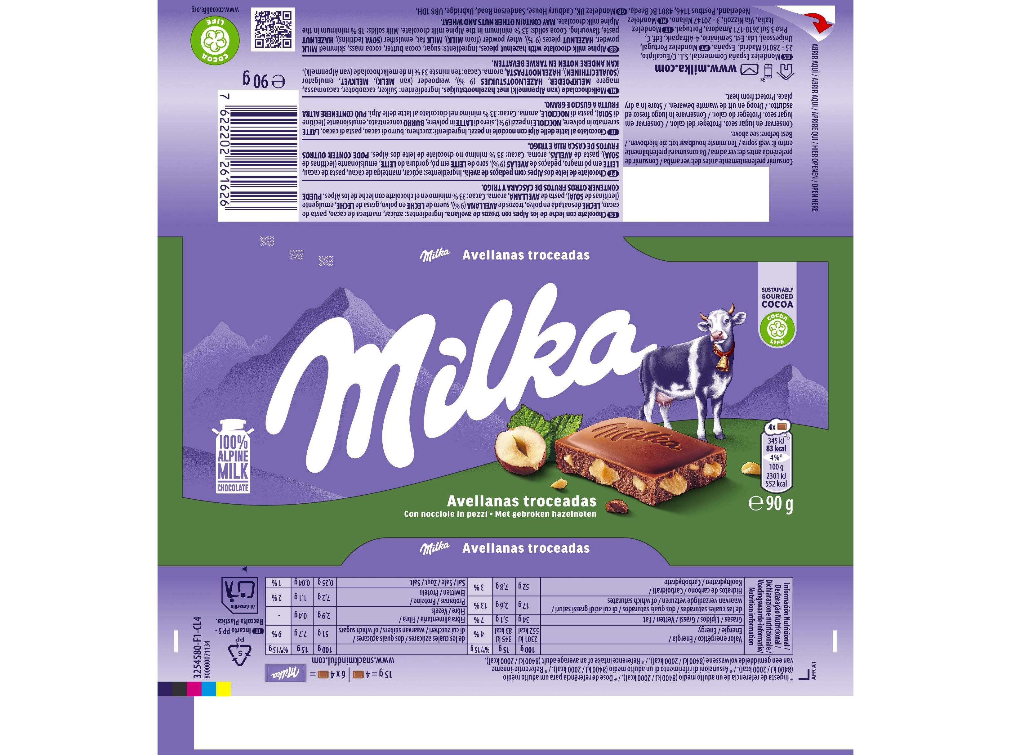 CHOCOLATE MILKA AVELÃS 90 G