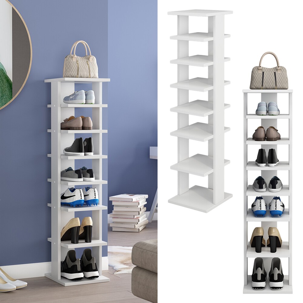 Oskar-Store Schuhregal Timo Weiß, 26,7 x 110 cm, mit 7 großen Ablagen