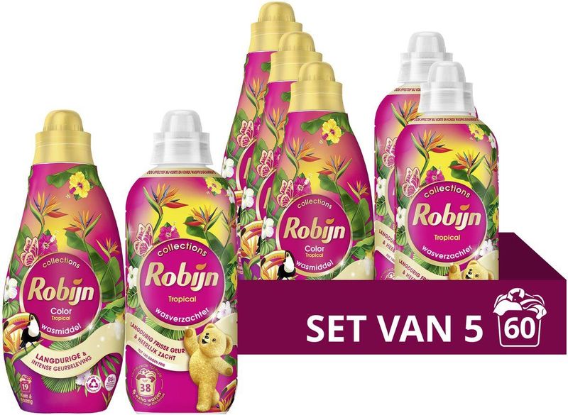 Robijn - Perfect Match - Wasmiddel en Wasverzachter - Tropisch - 100% Gerecycled