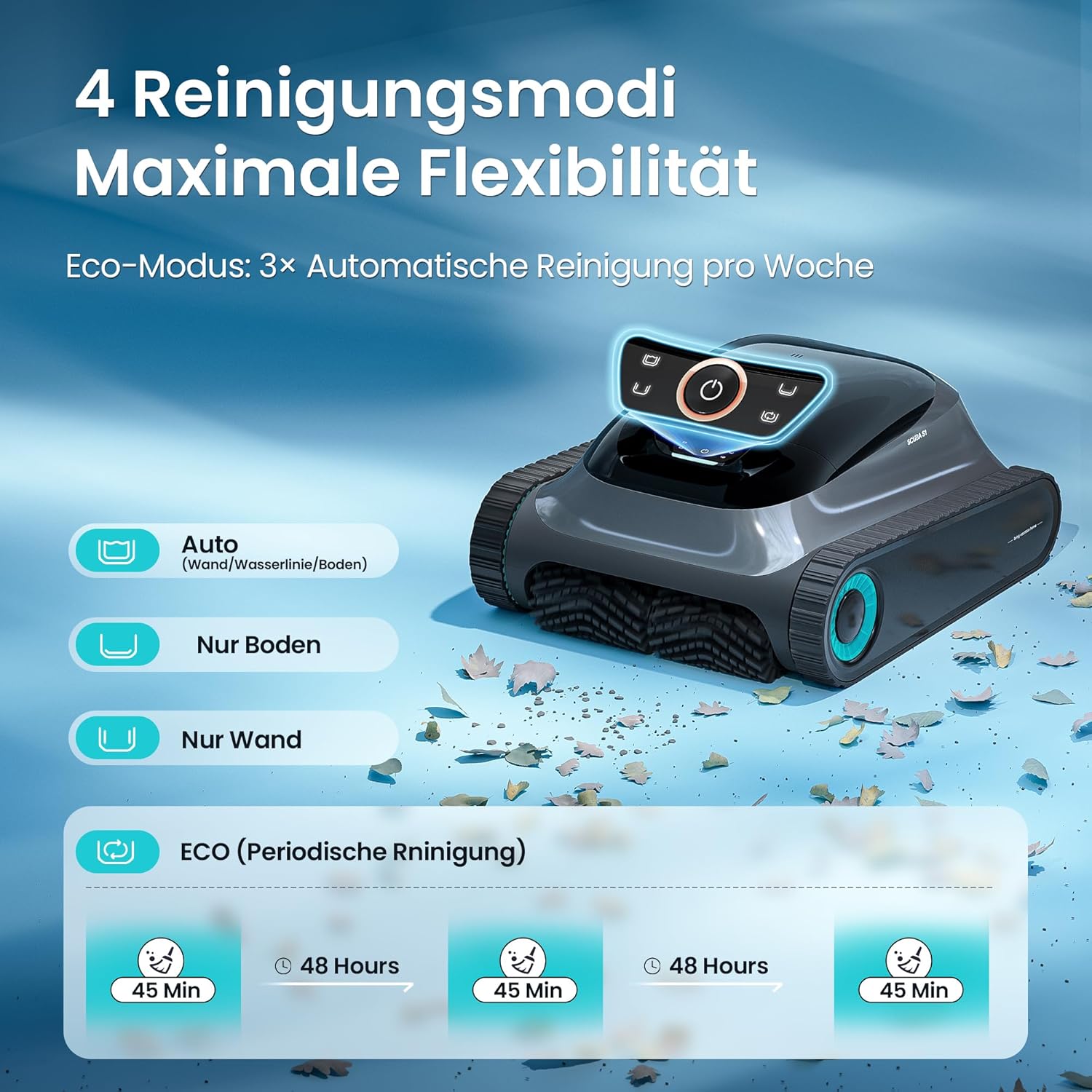 (APP Upgrade) AIPER Scuba S1 Poolroboter Boden und Wand, Wasserlinienreinigung, 3μm Ultrafeiner Filter, 180 Min. Akkulaufzeit, 15900LPH Leistungsstarker Poolsauger mit APP, Für Eingelassene Pools