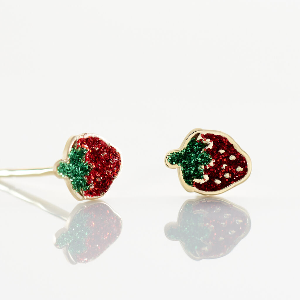 Boucles D'oreilles Puces Tharia Fraise Or Jaune