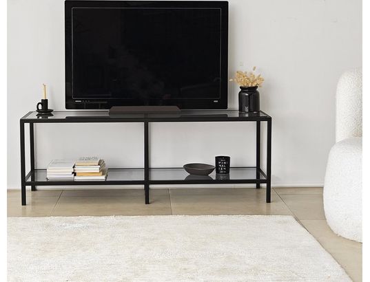 CONCEPT1 - Meuble TV basique gris foncé noir 130 x 40 x h45 cm